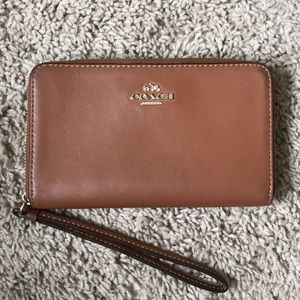 Coach Wristlet Wallet — Whiskey Colored Leather